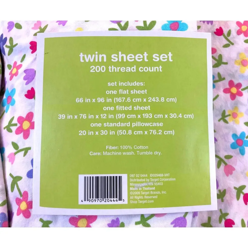 Twin Sheet Set Circo Target Bright Happy Flower Pattern